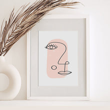 Load image into Gallery viewer, Home Decor Line Art Face Pink Art Print - TheBlueMall
