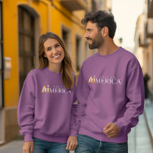 Load image into Gallery viewer, a man and a woman wearing purple sweatshirts