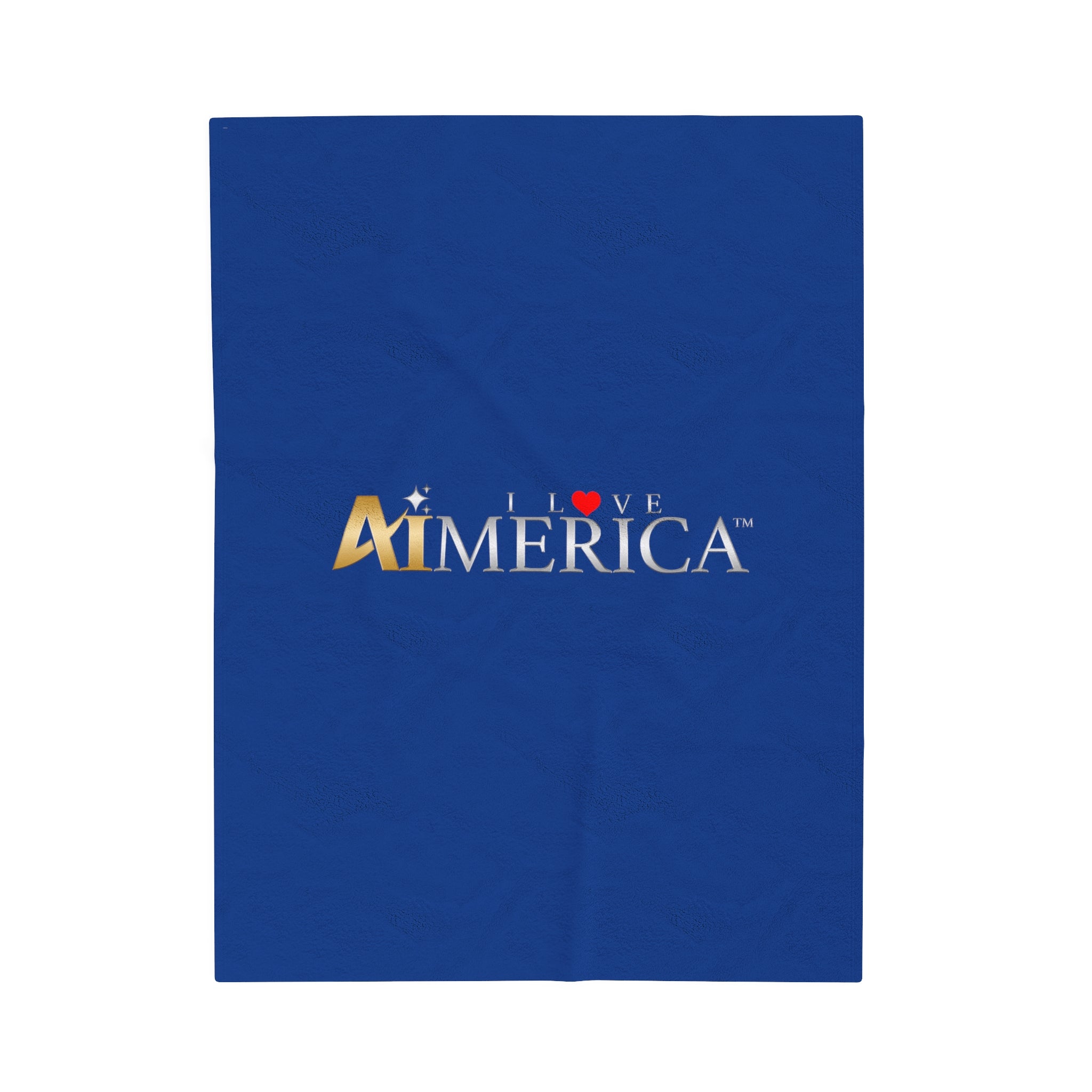 I Love Aimerica™ Brand Velveteen Plush Blanket - [Dark Blue]