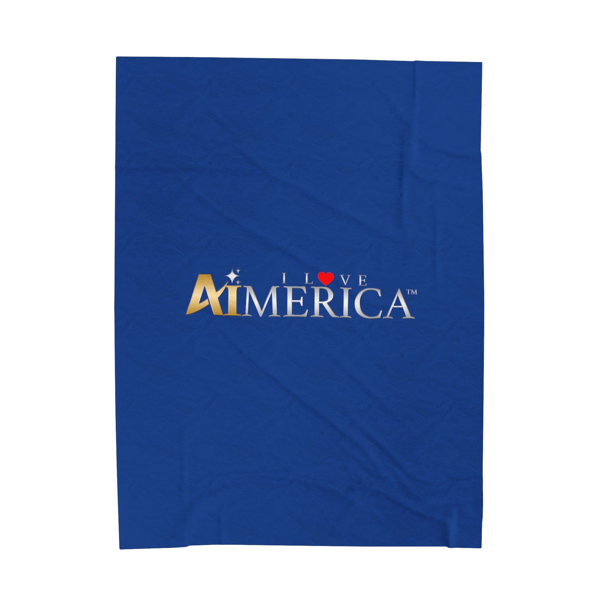 I Love Aimerica™ Brand Velveteen Plush Blanket - [Dark Blue]