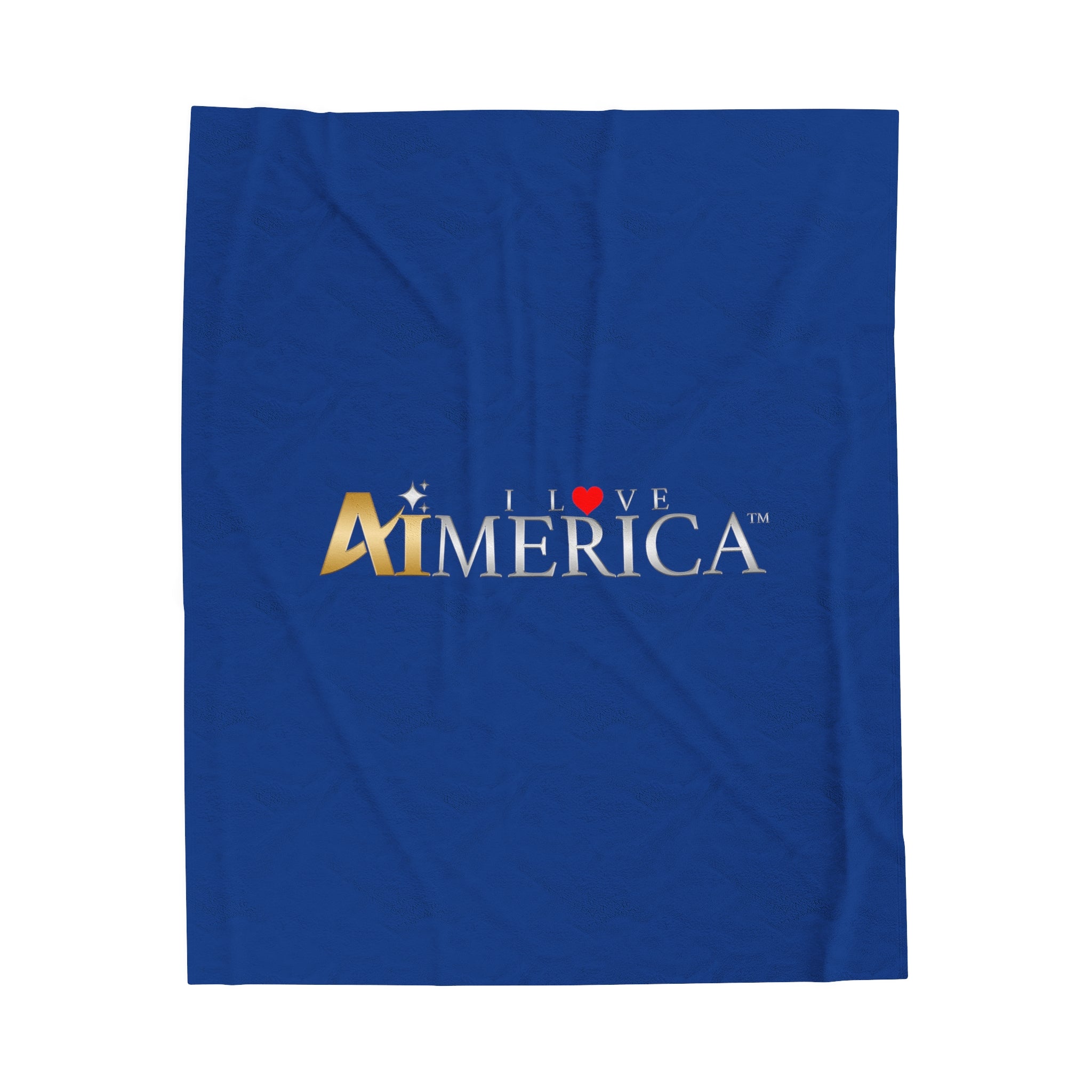 I Love Aimerica™ Brand Velveteen Plush Blanket - [Dark Blue]