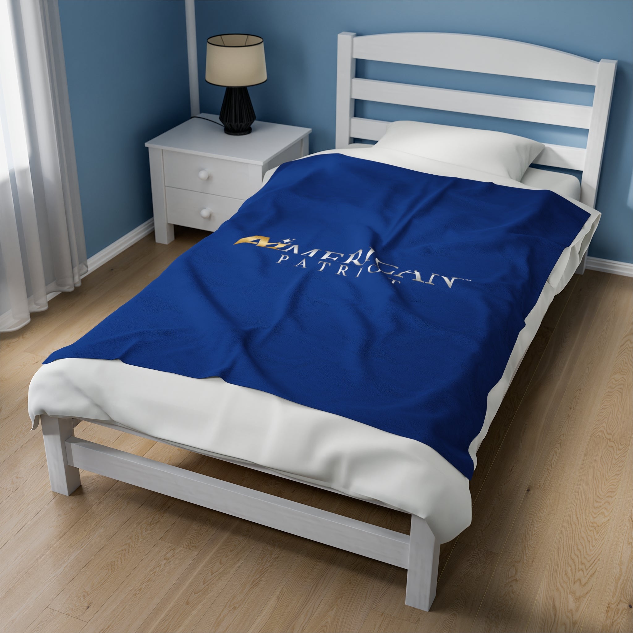 Aimerican Patriot™ Brand Velveteen Plush Blanket - [Dark Blue]